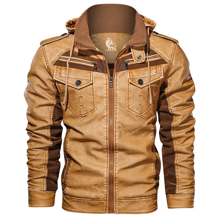 Veste Cuir Homme Noire Taille M PU Avec Capuche Amovible 0