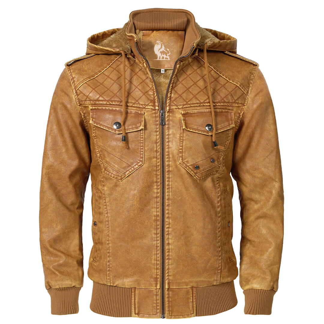 Veste Femme Noir Taille M Cuir PU Avec Sweat À Capuche Amovible 0