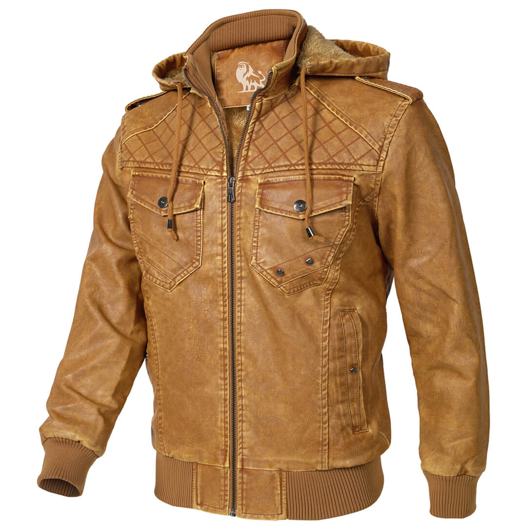Veste Femme Noir Taille M Cuir PU Avec Sweat À Capuche Amovible 1