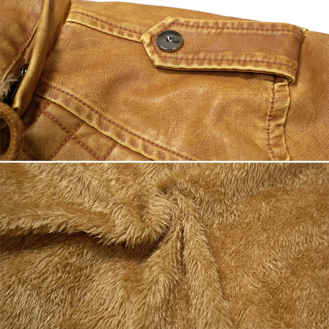 Veste Femme Noir Taille M Cuir PU Avec Sweat À Capuche Amovible 3