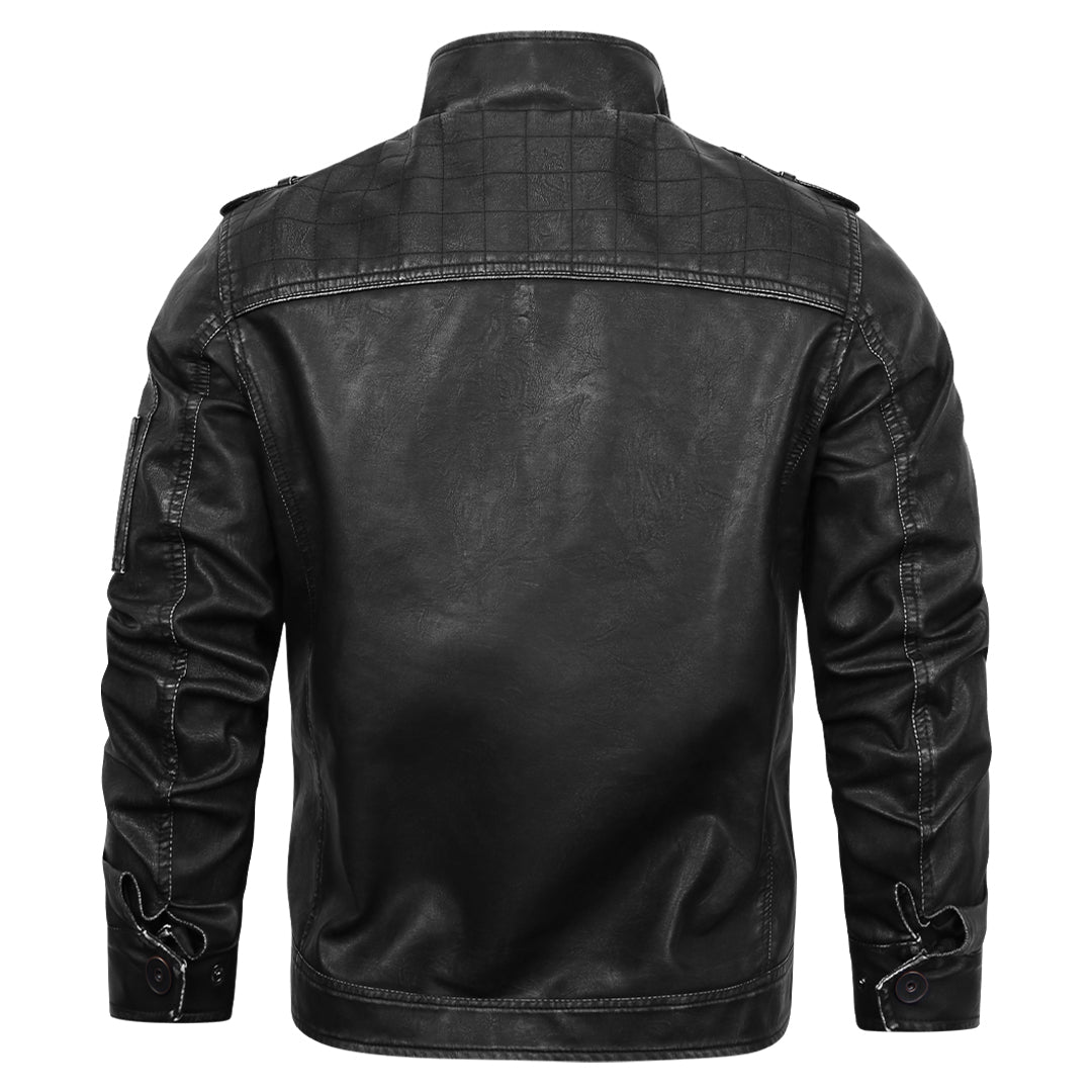 Veste en Cuir Femme Noir Taille M PU avec Broderies Fait Main 2