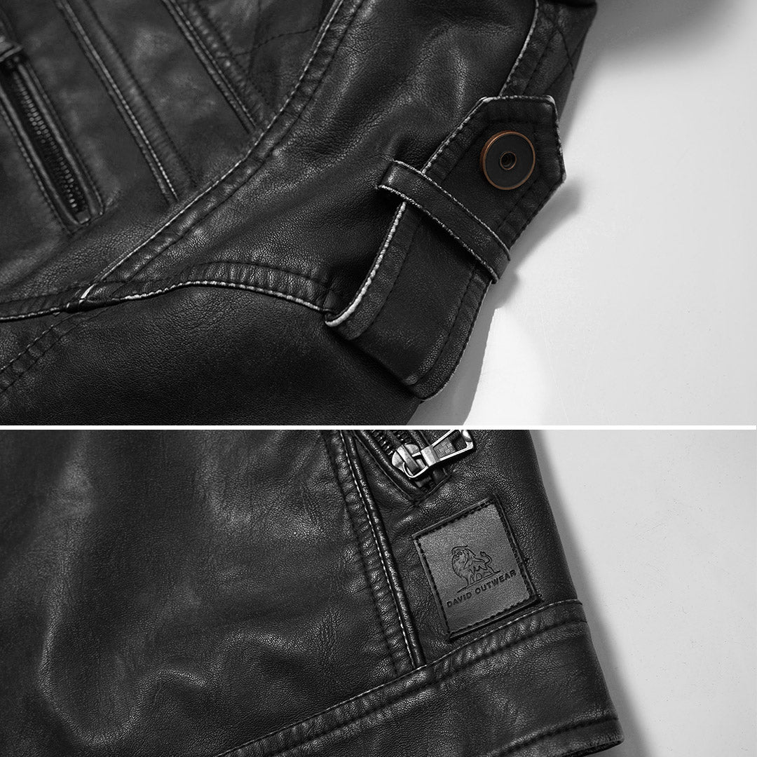 Veste en Cuir Femme Noir Taille M PU avec Broderies Fait Main 3