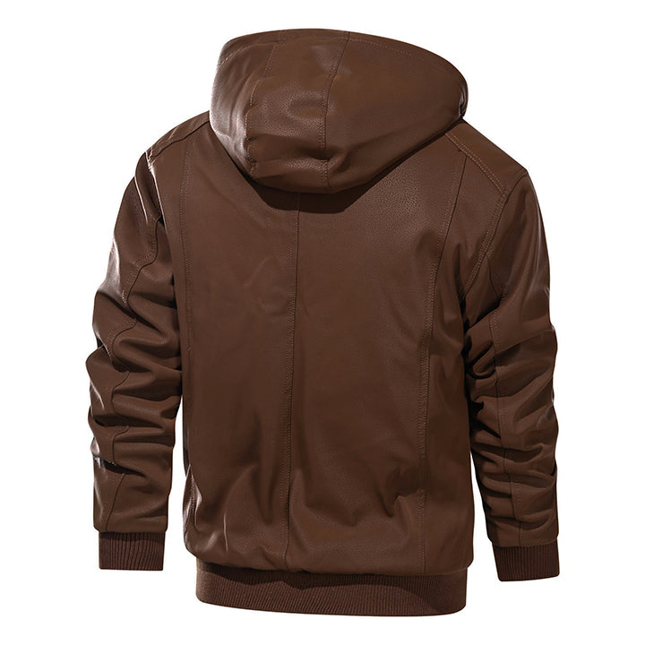 Veste en Cuir Femme Noir Taille M PU avec Capuche Amovible 3